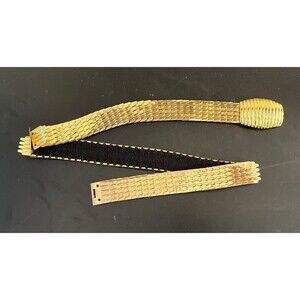 Vintage Ladies Gold Metal Fish Snake Scale Stretchy 2in Wide Belt - Glitz Glam